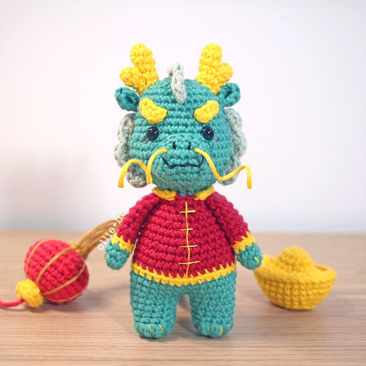 Lunar Chinese New Year Crochet Year of The Dragon Plushie Amigurumi Pattern Single